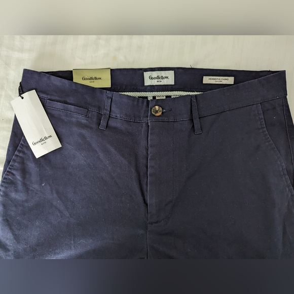 NWT Men's navy blue Goodfellow Brand Hennepin Chino, size 34x32 - Picture 2 of 3